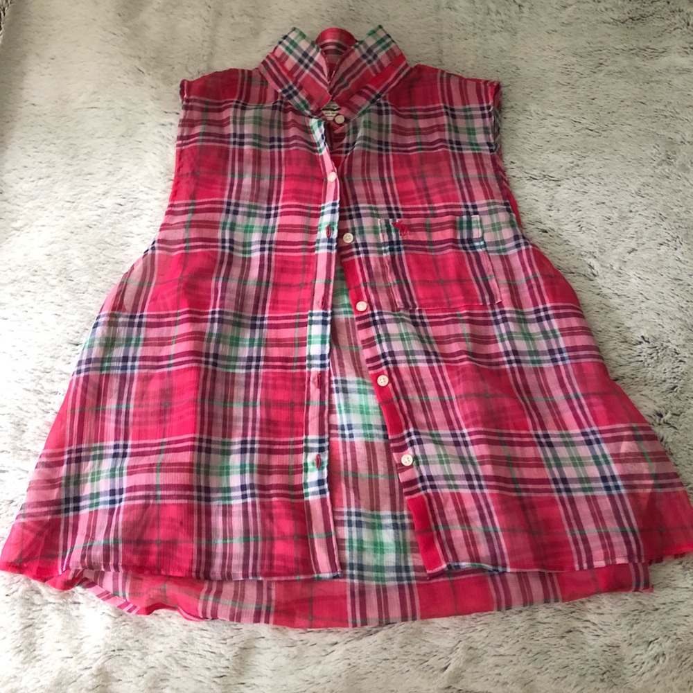 Sleeveless Plaid Muscle Tank Top